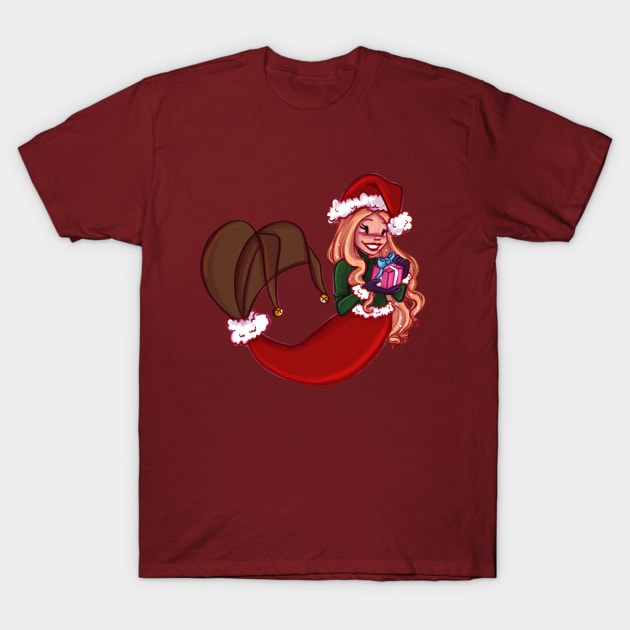 Santa Mermaid T-Shirt by Maxineart